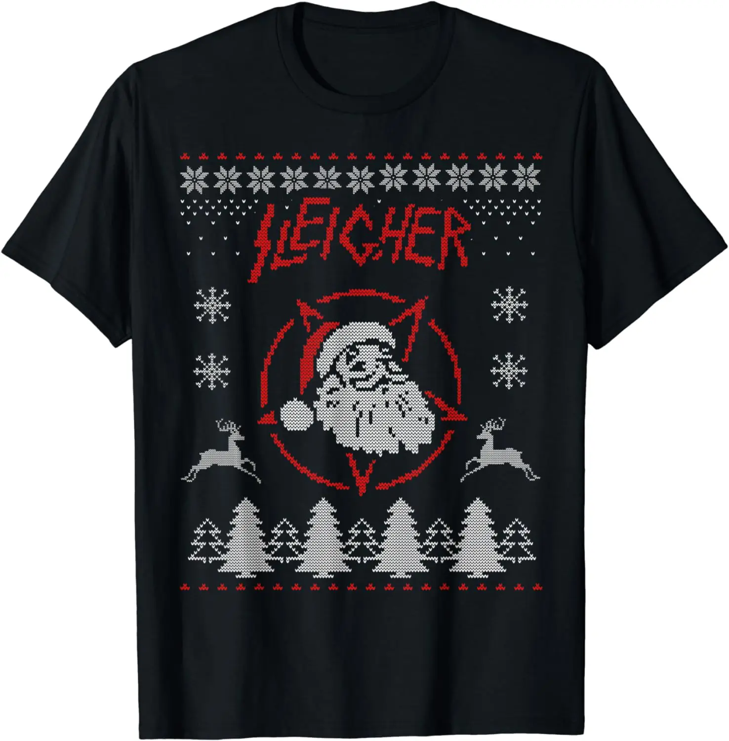 

Sleigher Santa Claus Ugly Christmas Sweater Heavy Metal Music T-Shirt New 100% Cotton O-Neck Short Sleeve Casual Mens T-shirt