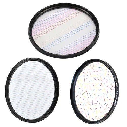 Imagen 2 del producto Filtros de rayas suave azul Arco Iris estrella luz blanco naranja línea Streak Flare filtros de lente de cámara 52 55 58 62 67 72 77 82MM Filtro