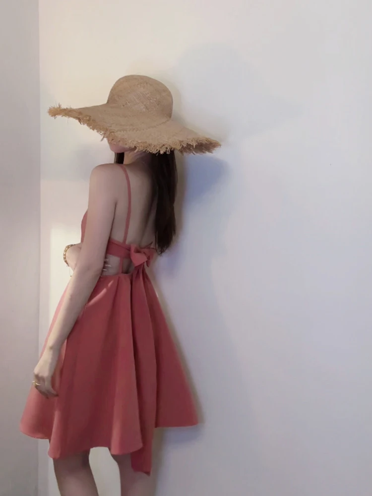 

Сексуальное пляжное платье Sweet And Spicy Girl Pink Strapless с завязками, летнее, для отпуска, А-силуэт