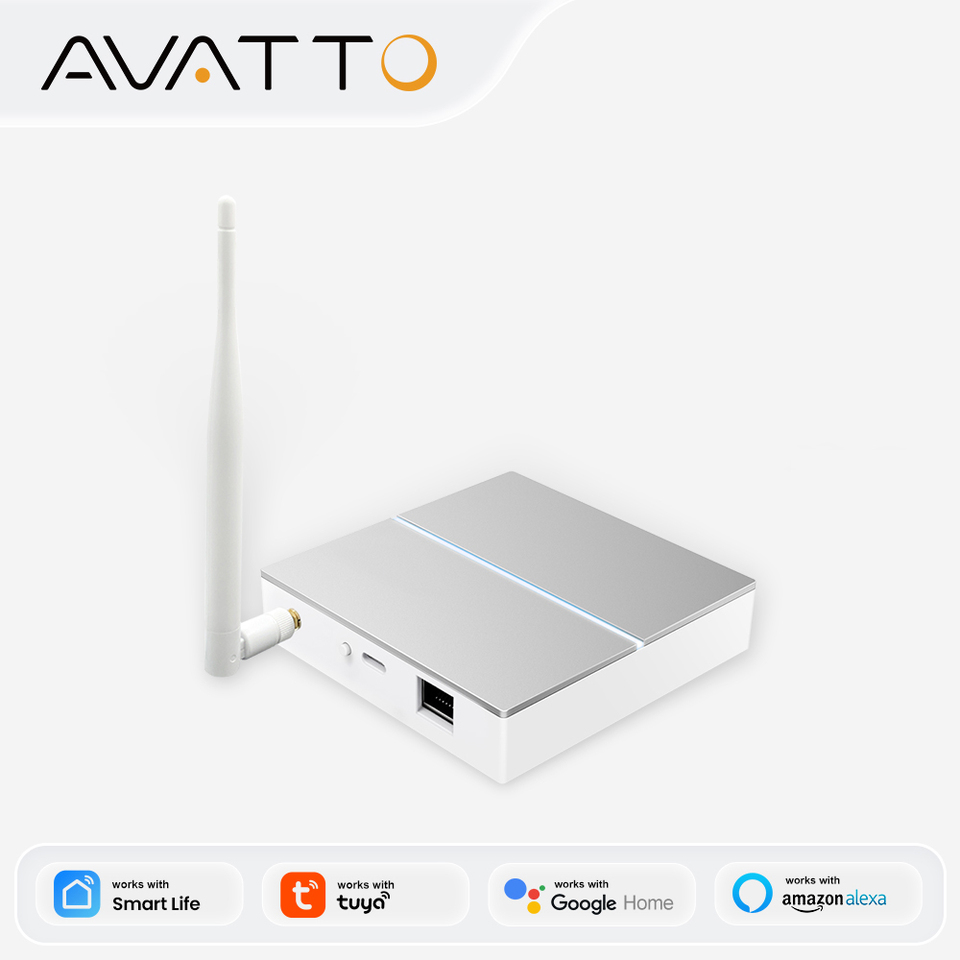 AVATTO Tuya ZigBee Gateway with Antenna Smart Gateway Bridge Wired Mesh Hub Home Automation Works with Alexa Google Home
