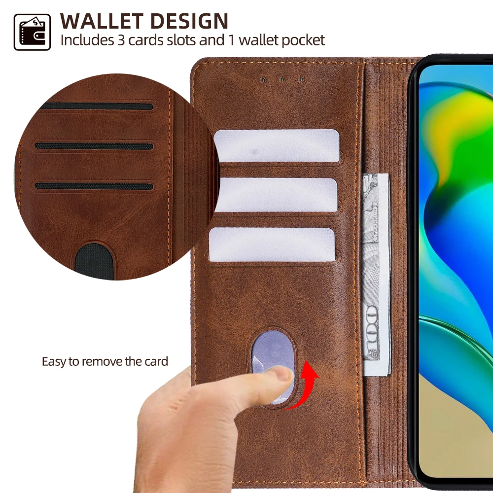 For Realme C65 4G Case Business Retro Flip Magnet Stand Leather Case Cover wallet card slots Phone Accessories