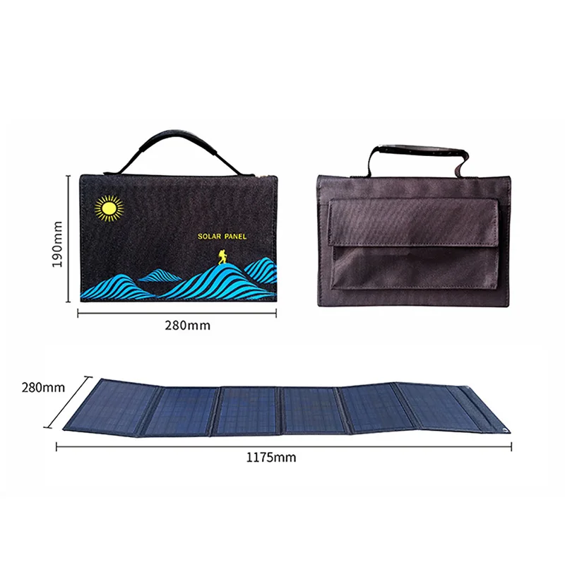 100W Foldable Solar Panel Portable Folding Bag USB+DC Output Solar Charger Outdoor Power Supply for Mobile Phone Power Generator