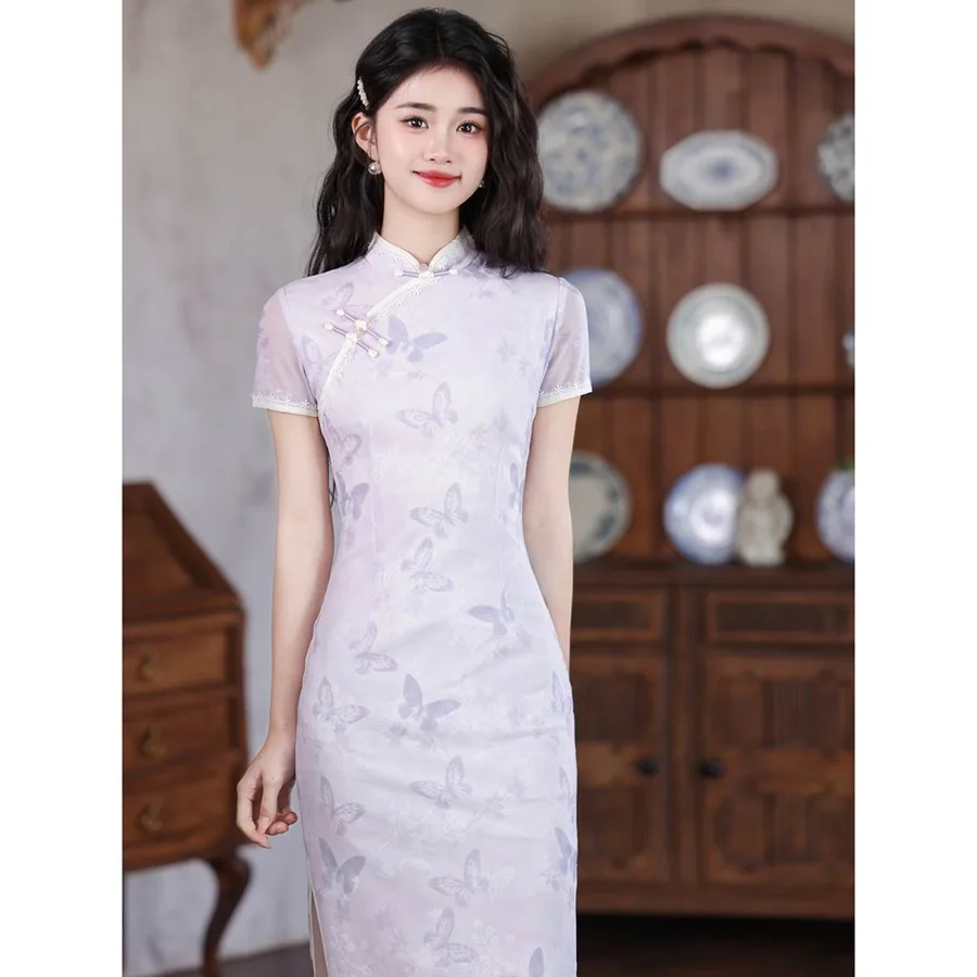 

Elegant Chinese Retro Cheongsam Spring Summer Cheongsam Skirt