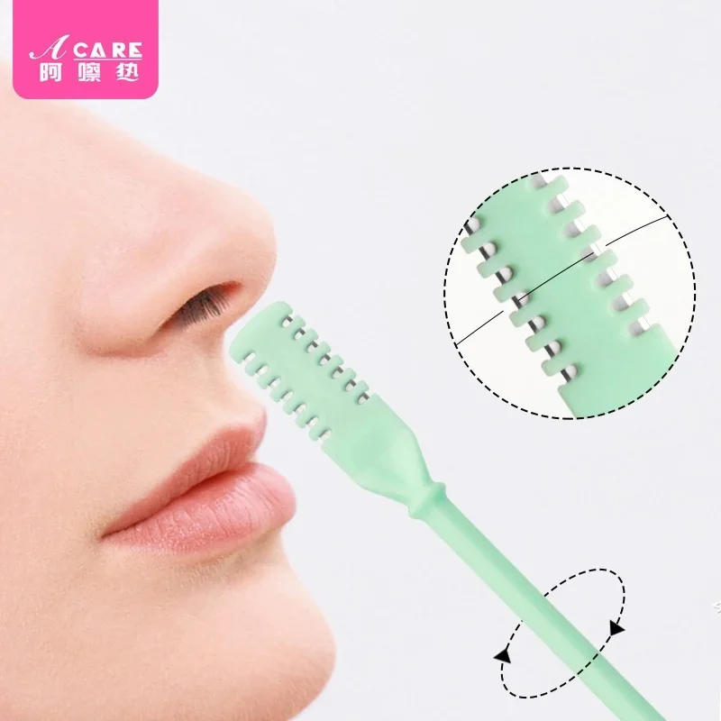 DX01/Nasal knife/A1PQ0-Manual Cleaning Nose Hair Trimming Tool Anti-Scratch Nostril Comb Teeth Lady Shaver Double-Headed