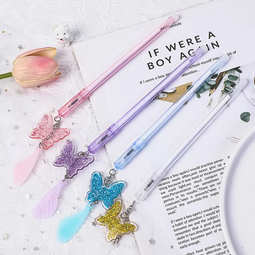 

15Pcs Butterflies Pendant Gel Pen Random Colors Comfortable Grip Writing Study Office School Signature Creative Ink Pens