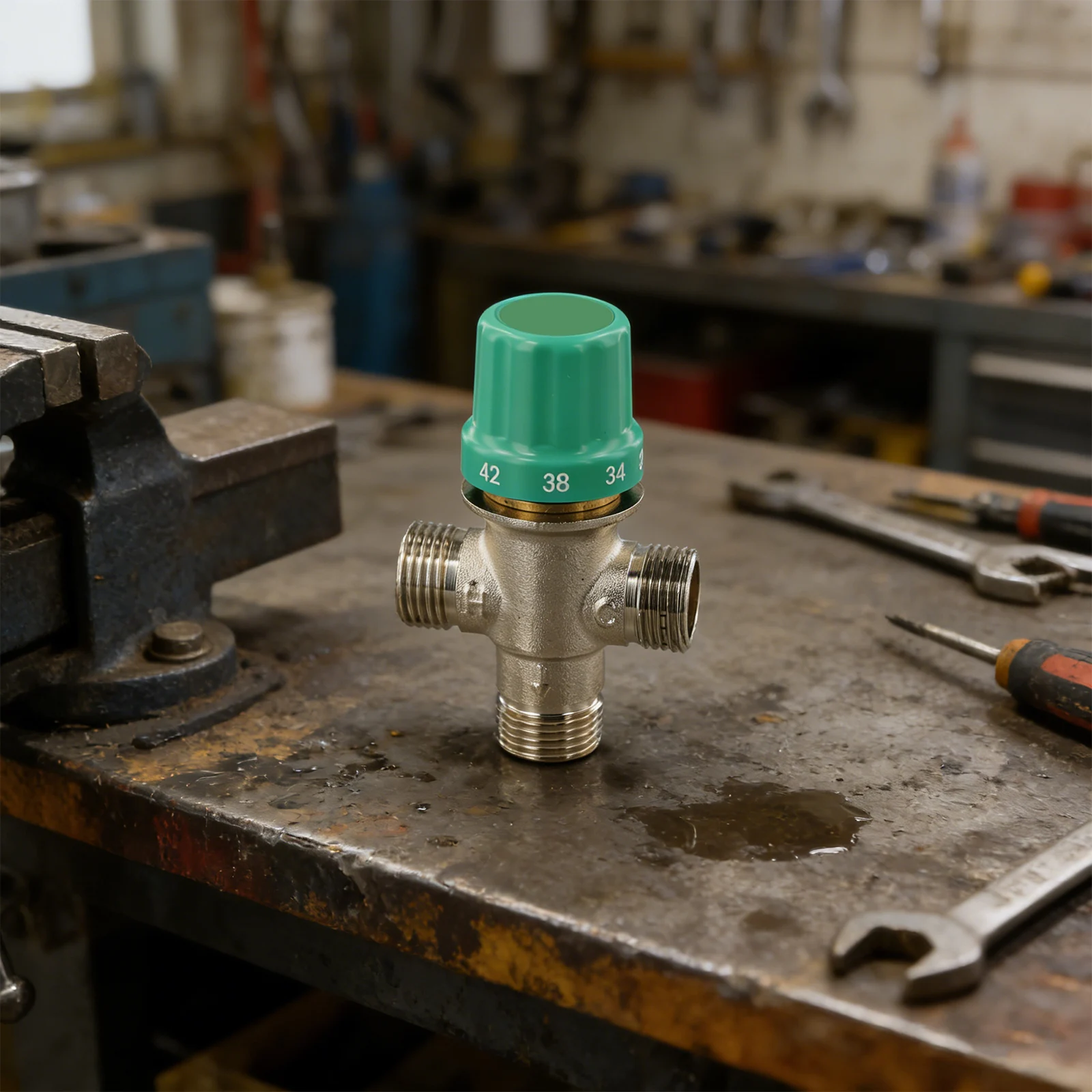 Copper Thermostatic Mixing Valve For Hot And Cold Water Control For Heating System Shower Faucet 1/2 Inch Interface