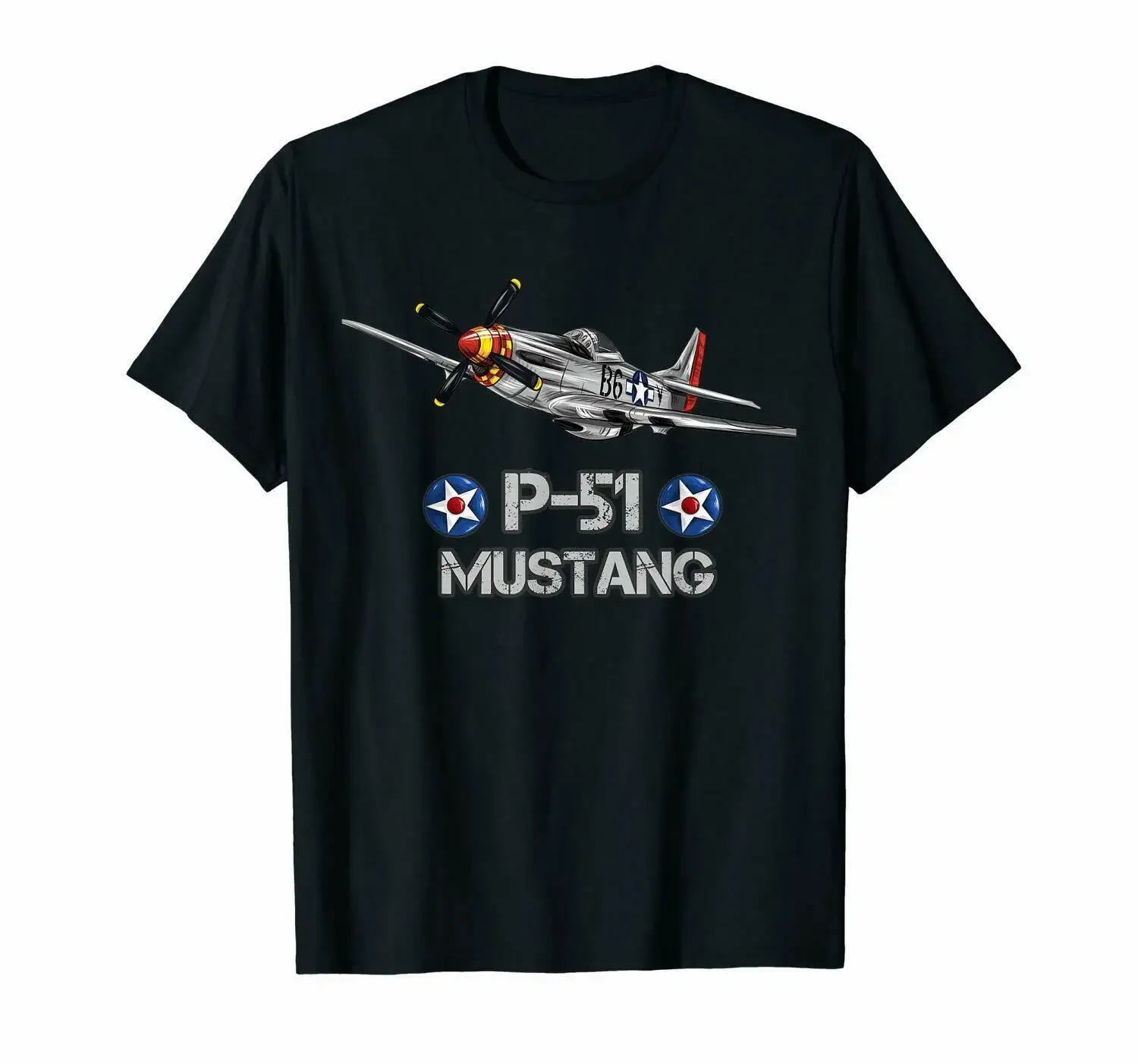 P-51 Mustang Airplane T-Shirt Size Fashion Brand  Letters Print Summer Short Sleeve Casually Cotton  Printed T Shirts Xs-5Xl