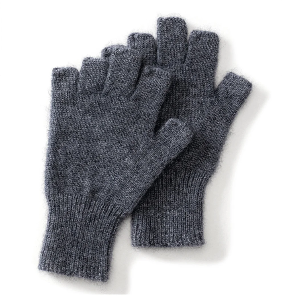 High Quality 100% Pure Cashmere Half Finger Gloves Women Soft Warm With Fourchettes Knitted Gloves For Driving Outdoor Sports