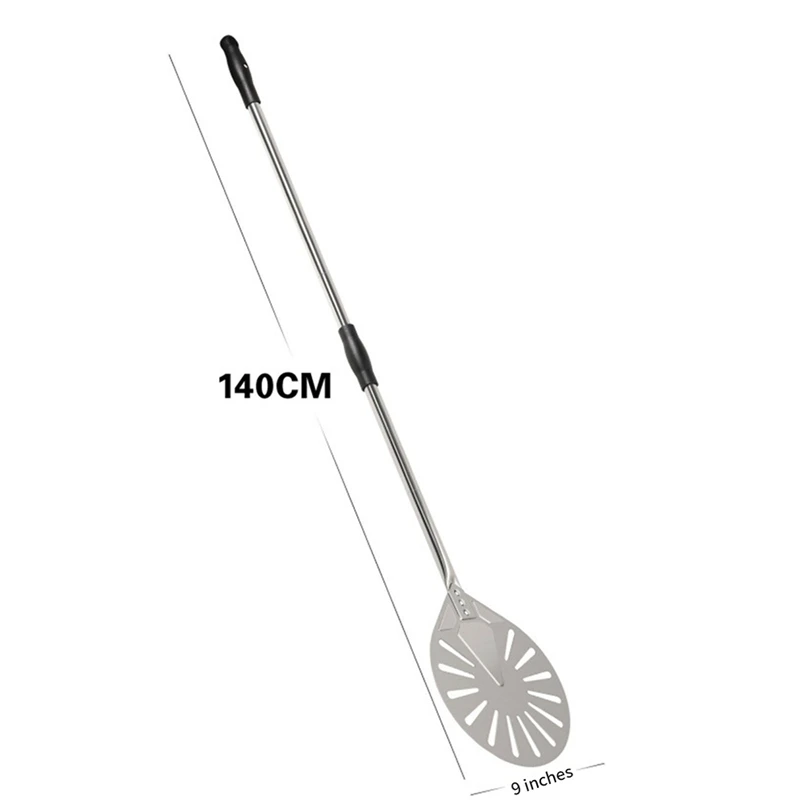 

9-дюймовая поворотная кожушка для пиццы из нержавеющей стали с 56-дюймовой длинной лопаткой для пиццы с ручкой из сплава, лопатка для духовки для пиццы-ABYS