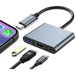 3 in 1 Type C To HDMI-compatible USB 3.0 Charging Adapter USB-C Hub for Mobile phone Computers MAC Microsoft Switch