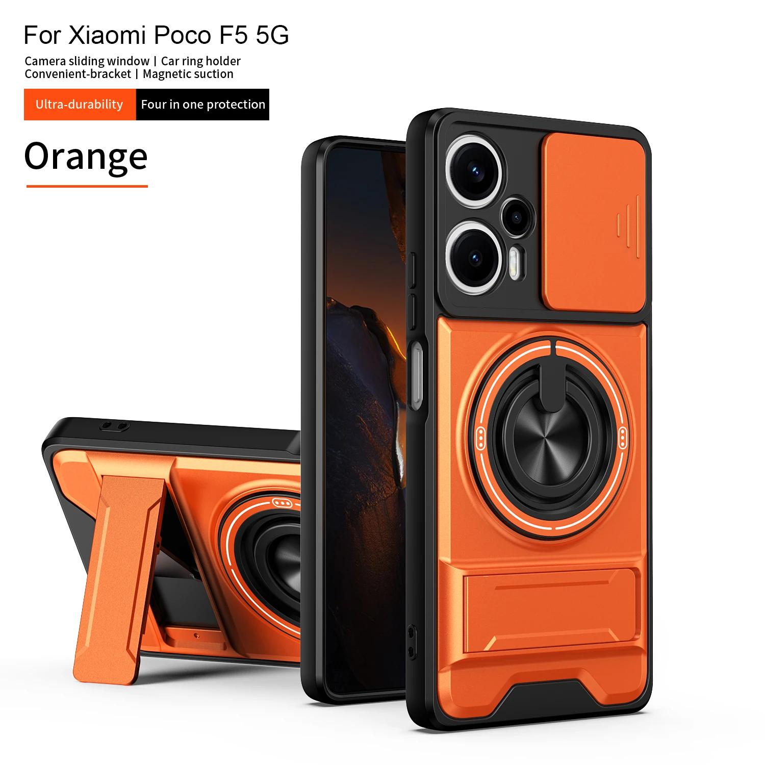 Für Xiaomi Poco F5 Hülle Poco F5 Cover Poco F5 Handyhülle Magsafe Magnetischer Klapphalter Militärischer Panzer Kameraschutz Cover