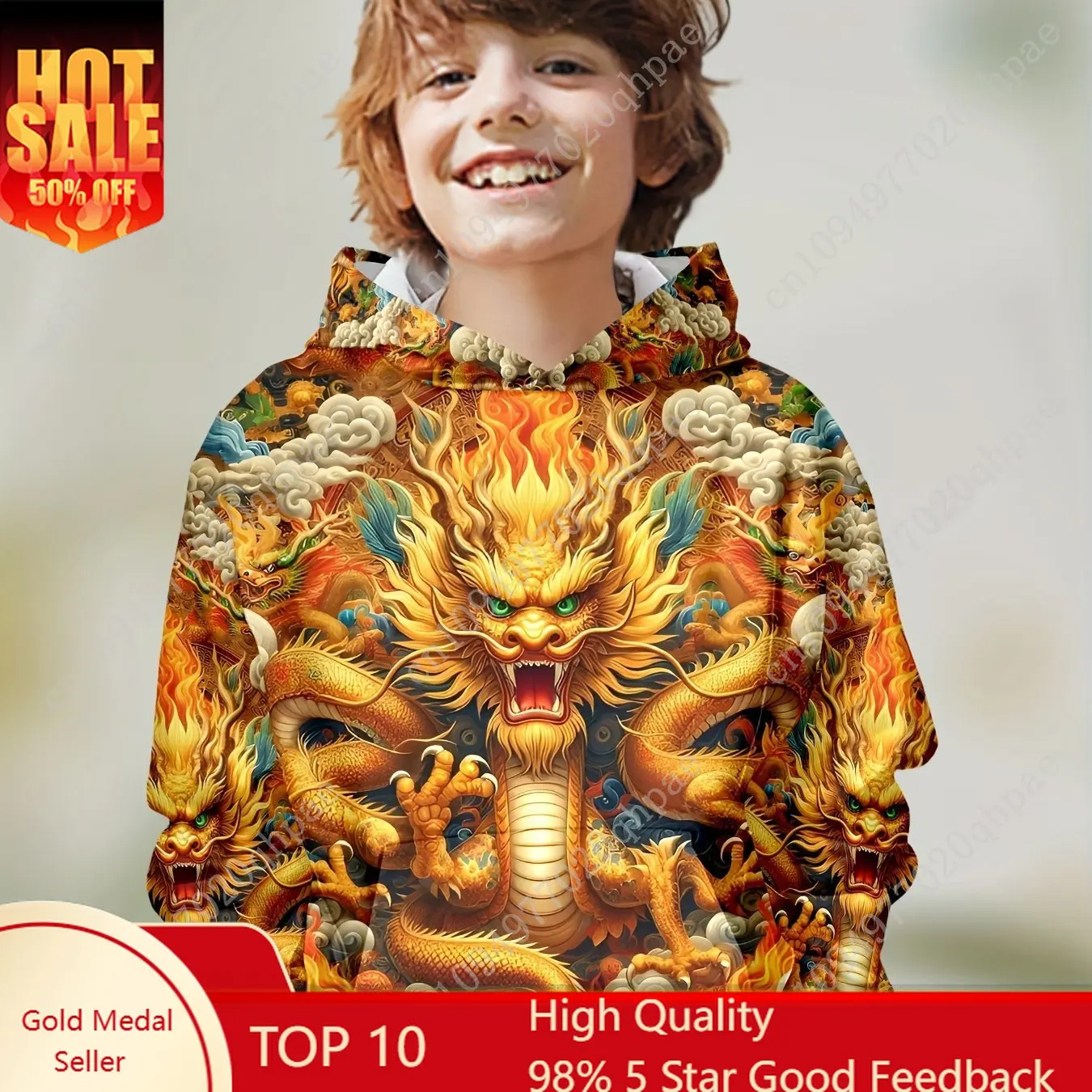 

Kids Clothes Boys Hoodies Long Sleeve Creative 3D Dragon Print Children Spring Fall Clothes Casual Outdoor Street Boy Clothing