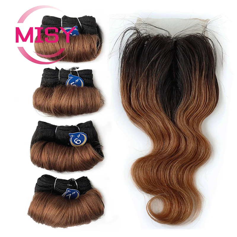 Kurze Lockige Menschliches Haar Bundles Mit Verschluss Brasilianische Natürliche Haar Bundles Mit Verschluss 4x1 T Teil Verschluss Nicht-remy Menschliches Haar – Detail 7