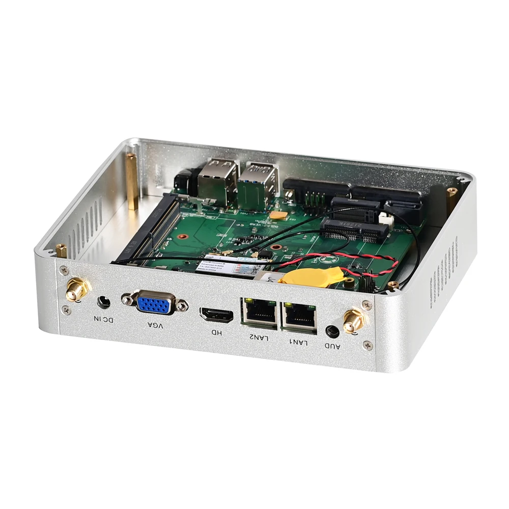 Мини-ПК без вентилятора, Intel Quad Core Celeron J4105 HDMI VGA Dual LAN 2 * COM