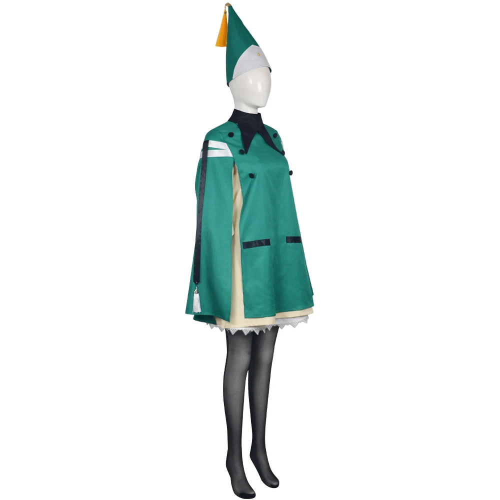 Anime Witch Hat Atelier Coco Cosplay Outfit Green Cloak Uniform Full Set With Hat Socks For Halloween Costume Party Role Play - Image 2