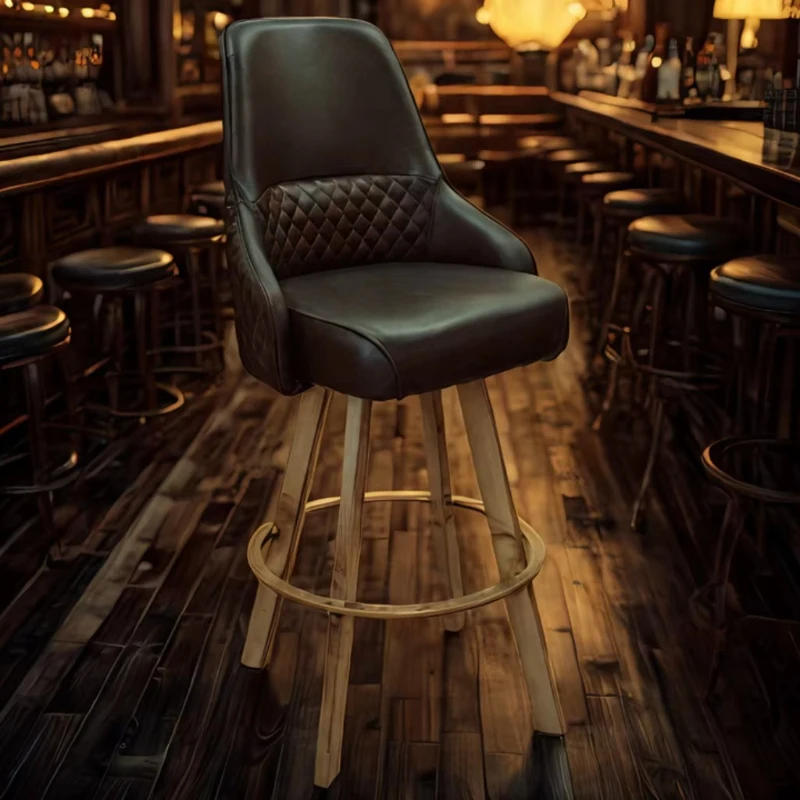 Modern style high black rotating casino bar chair heavy metal microfiber with dining table living room workshop seat