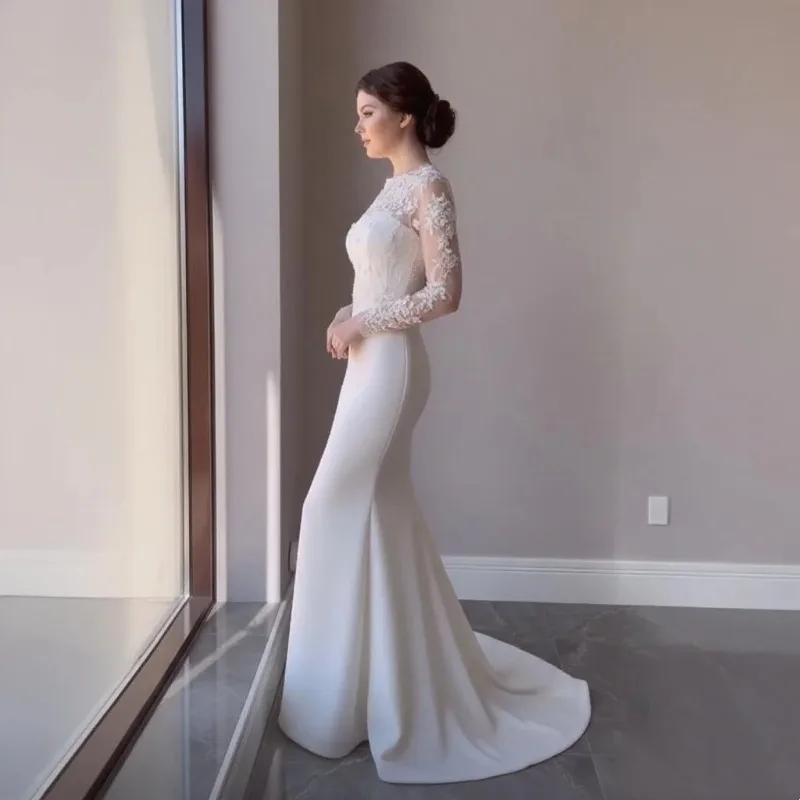 レースボールガウンイブニングドレスハイネックマーメイドウェディングパーティードレス Vestidos De Novia パーティードレス Vestdos De Fiesta カスタマイズ