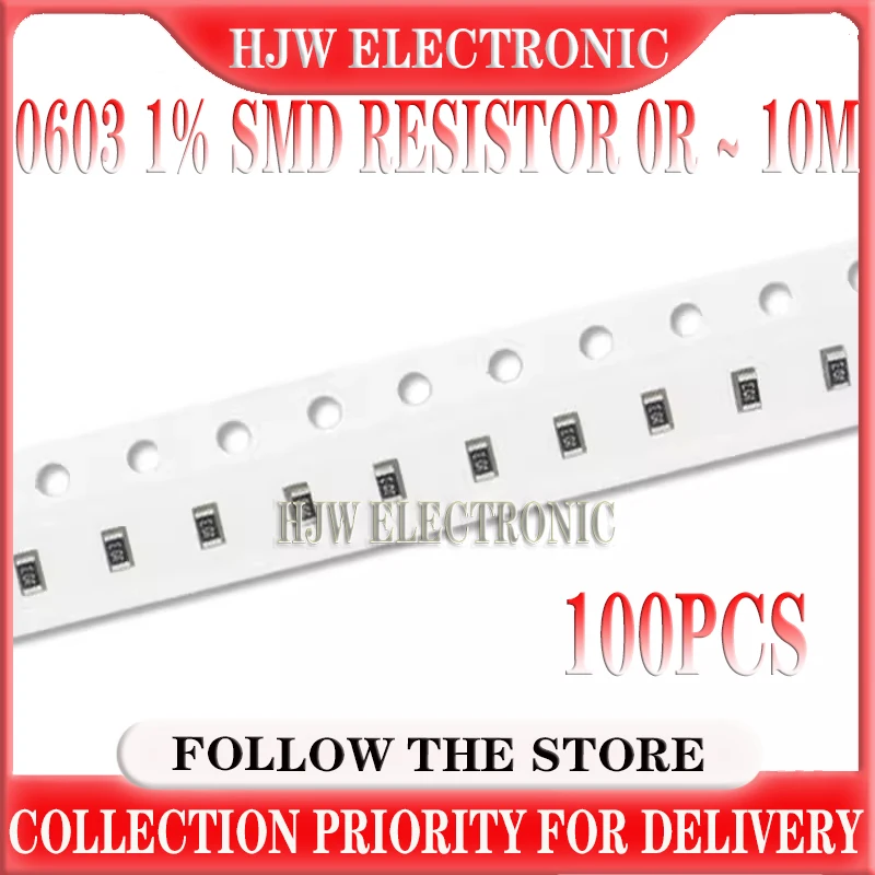 

100PCS 0603 1% SMD resistor 0R ~ 10M 1/10W 0 1 10 100 150 220 330 470 ohm 1K 2.2K 10K 100K 1M 0R 1R 10R 100R 150R 220R 330R 470R