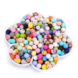 LOFCA 12mm Round Shape 50pcs/lot Silicone Teething Beads For DIY Nursing Necklace Food Grade Chew Beads