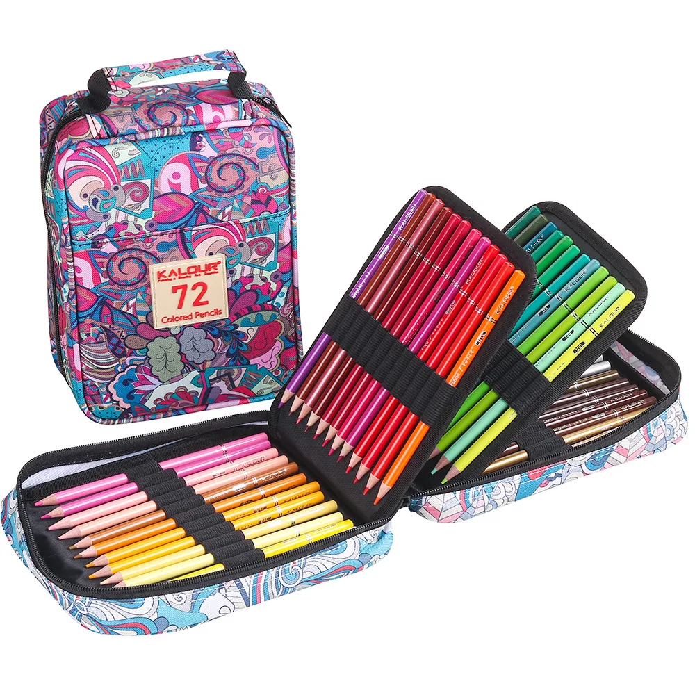 Kalour 72 Oil Colored Pencils Set with Zipper Travel Case, Soft Core, for Drawing, Sketching & Shading, Art Supplies Beginners