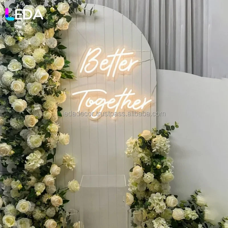 

Customize.LEDA Custom LED White Acrylic Modern Better Together Neon Light Sign Wedding Ceremony Birthday Outdoor Events Party De