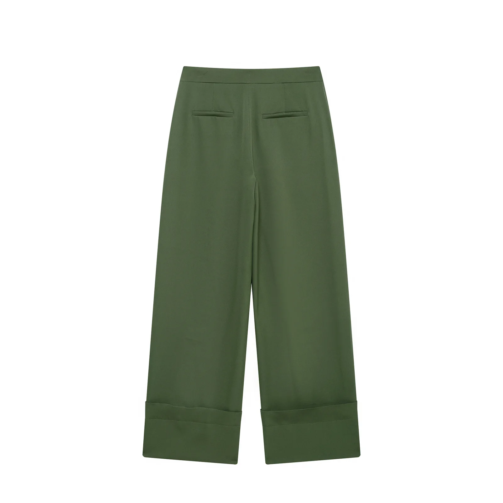 JNLEAOG Pantaloni lunghi con risvolto Faionable per donna Primavera New Sle Casual Loose Fit Fibra di poliestere l Cerniera in vita