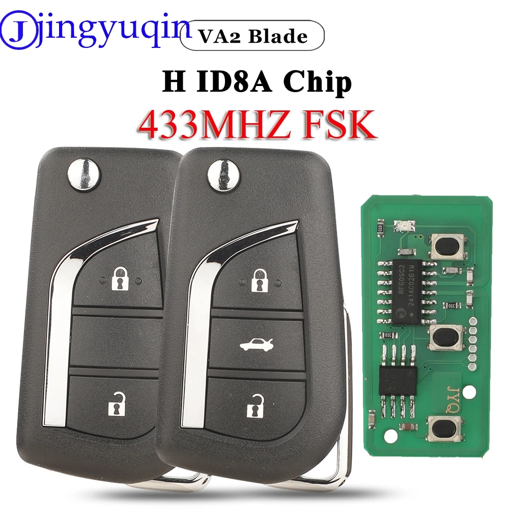 

jingyuqin 2/3B 433Mhz FSK H ID8A Chip Flip Remote Car key For 2018+ Toyota Corolla RAV4 Hice Wildlander VA2 Auto Key Fob Control