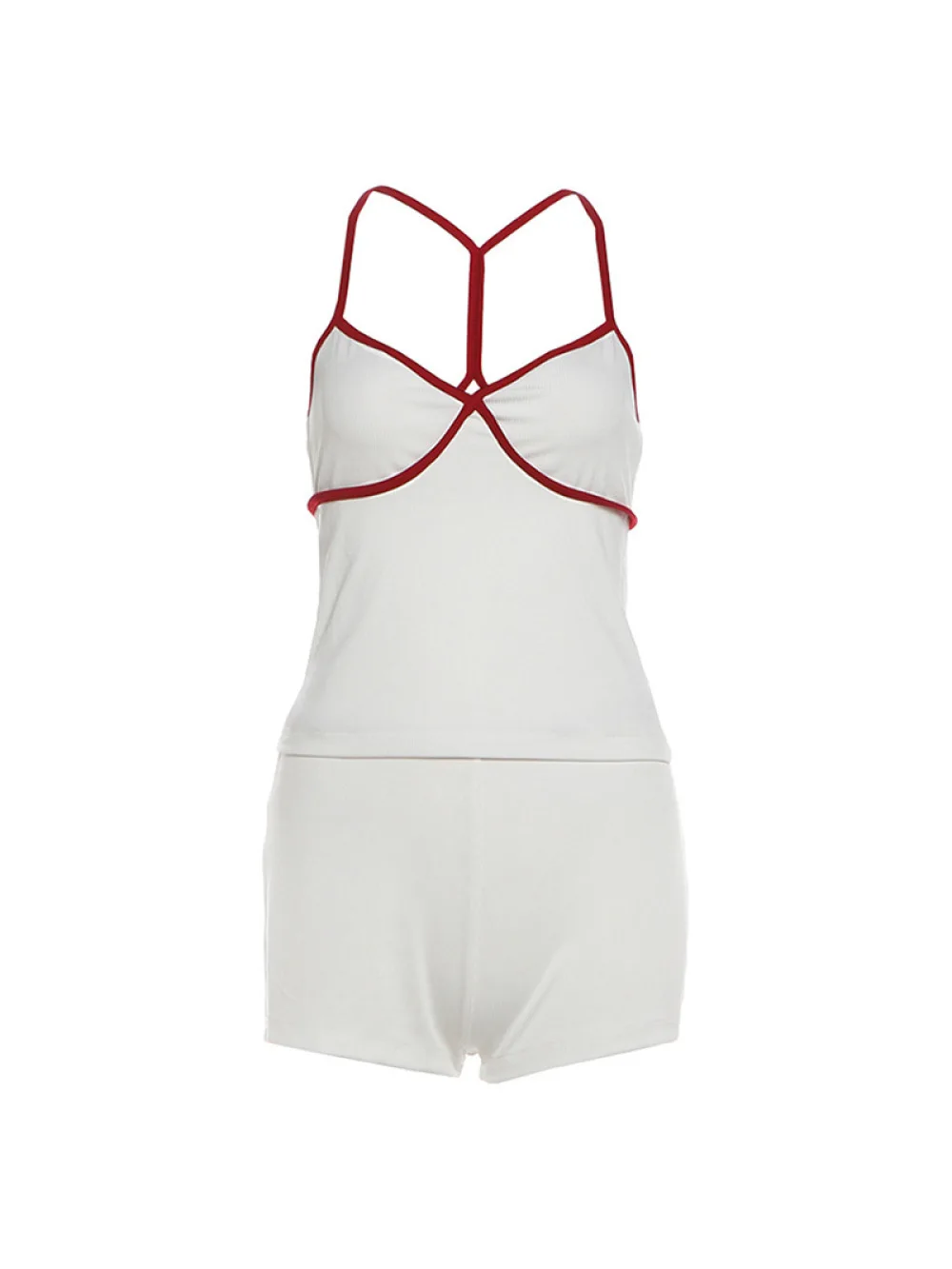 2026 new summer women's clothing pure desire spicy girl V-neck tank top contrasting color casual simple versatile shorts set INS view 6