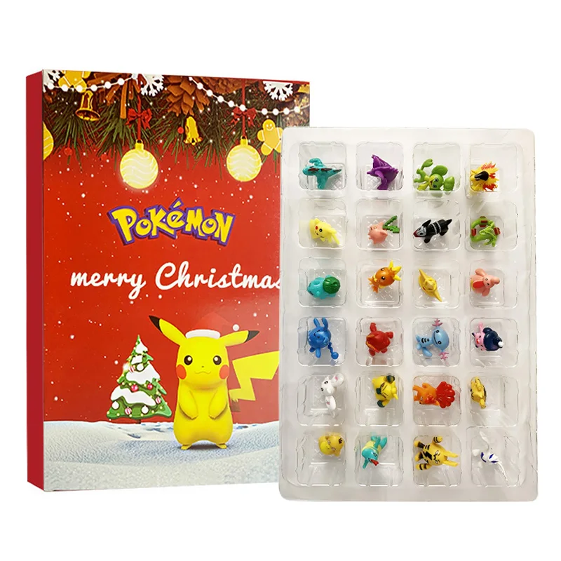 Adventskalender Pokemon Figur Weihnachtsbox Halloween Geschenk Mini Pikachu Anime Figural Action 24-teiliges Set PVC Modell Kinderspielzeug