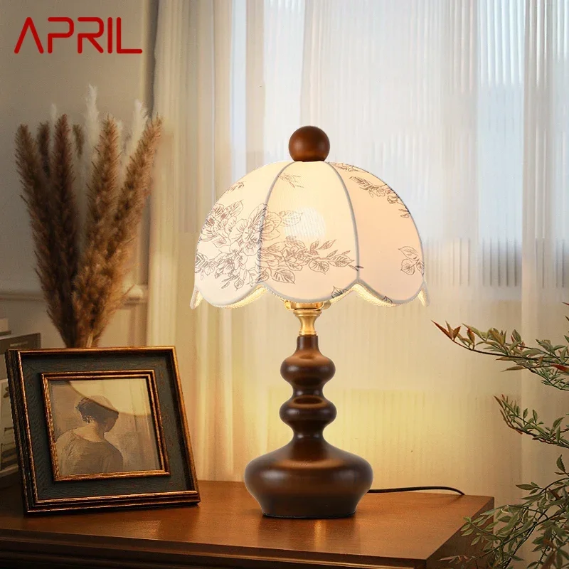 APRIL Contemporary Creativity Table Lamp American Retro Art Living Room Study Villa Hotel Bedroom LED Bedside Desk Light