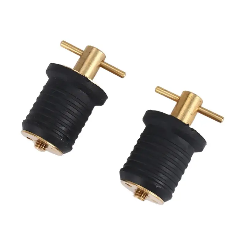Stable-2 Pcs T-Handle Drain Plug Twist-Turn Marine Boat Drain Plugs Rubber Plugs With Brass Handle Boat Marine Accessories