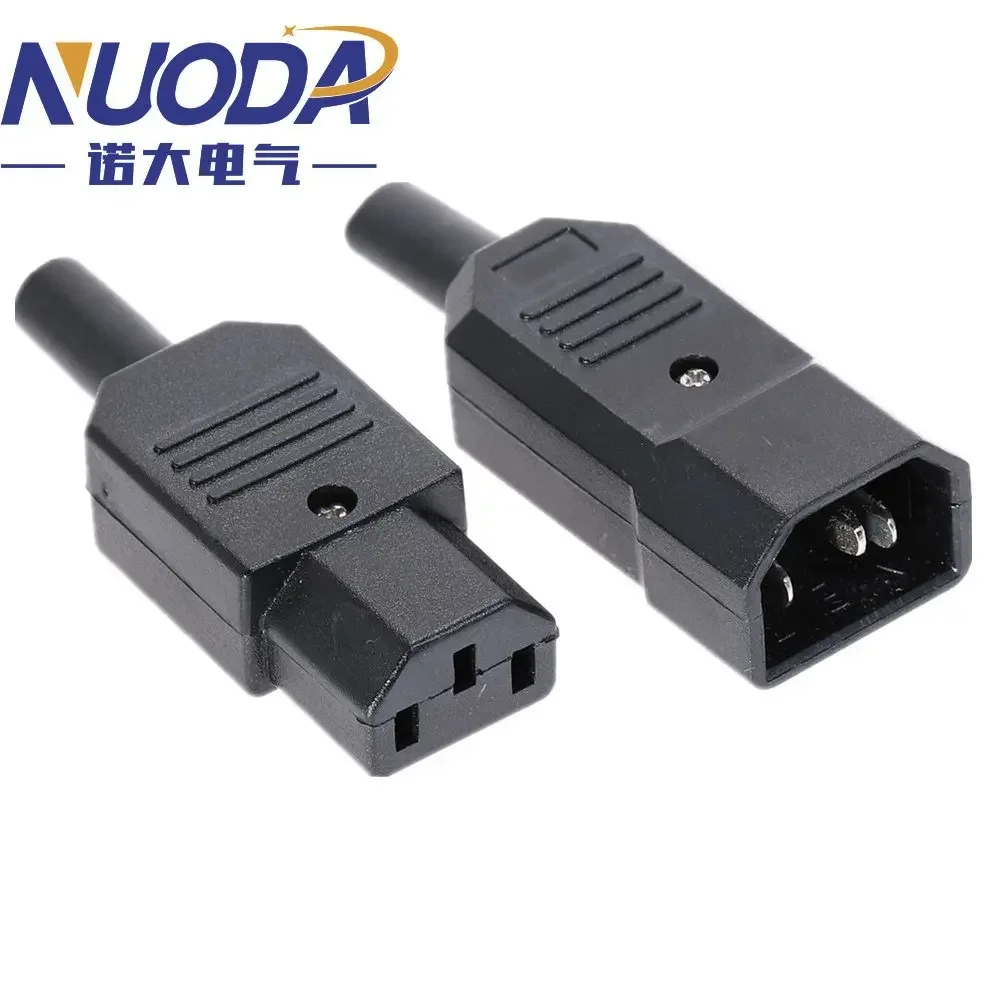 NUODA IEC320 250V/10A C14 C13 Electrical AC Socket 3 Female Male Inlet Plug Iron Connector 3pin Socket Mount