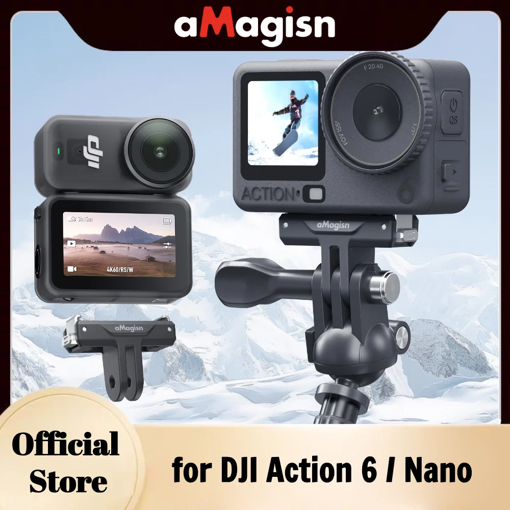 

aMagisn Dual-Direction Quick-Release Mount Plastic Adapter with Stainless Steel Claws for DJI Osmo Nano / Action 6 Accessories