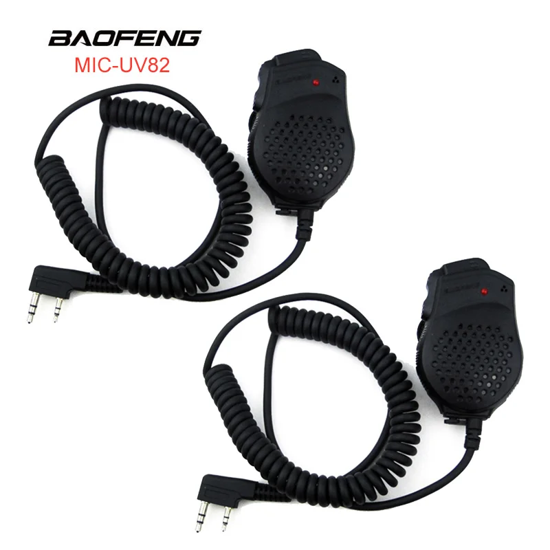 2 uds Baofeng altavoz micrófono Dual PTT para Pofung Walkie Talkie UV-82 UV82 Radio CB portátil