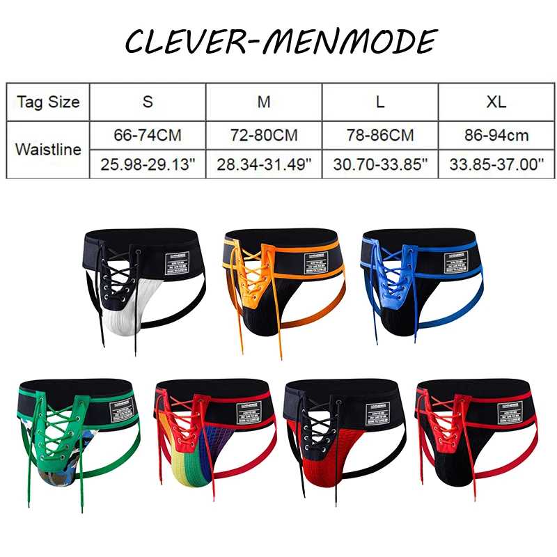 CLEVER-MENMODE Men\'s Sexy Thong Backless Open Butt Underwear Exotic Lingerie Tie Waist Jockstraps BDSM Bondage Fetish Costumes