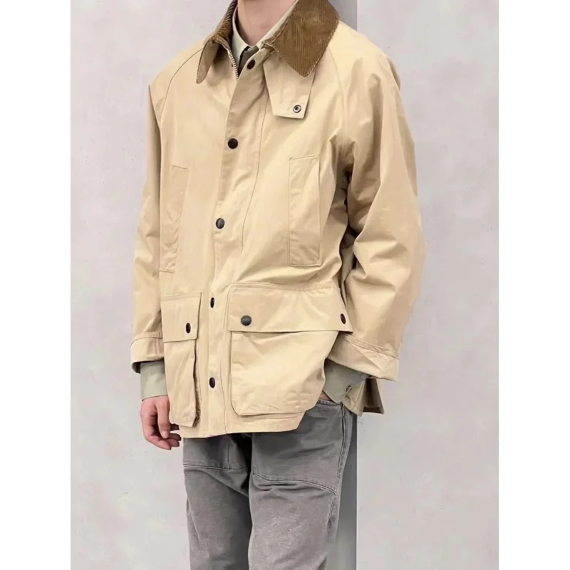 Barbour OS peached wax-free Japanese version of the outline coat peach velvet windbreaker mid-length workwear style