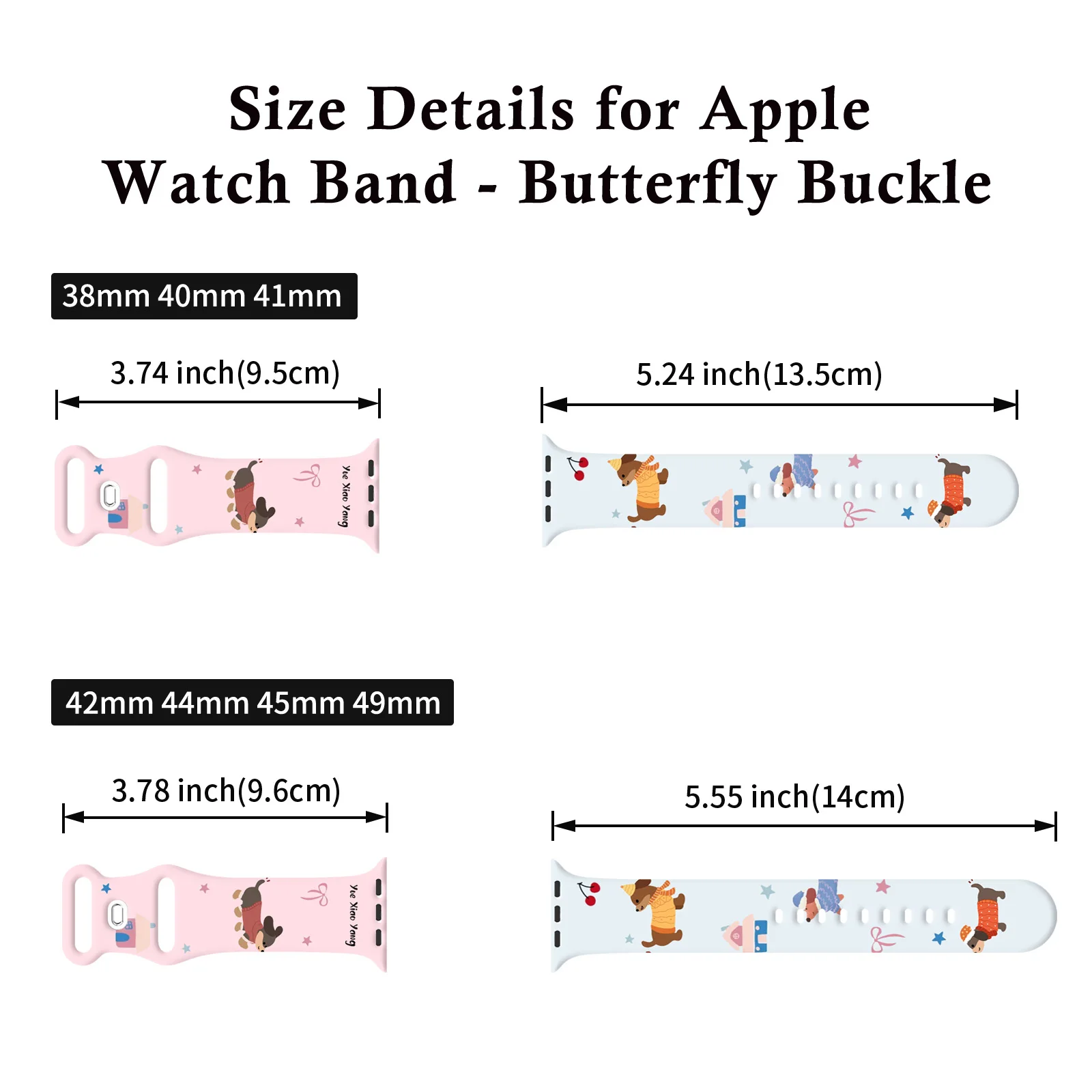 Cute Dachshund，Silicone Printed Strap for Apple Watch 10 9 8 7 Band Replaceable Bracelet ,for iWatch 45mm 44mm 42mm 41mm