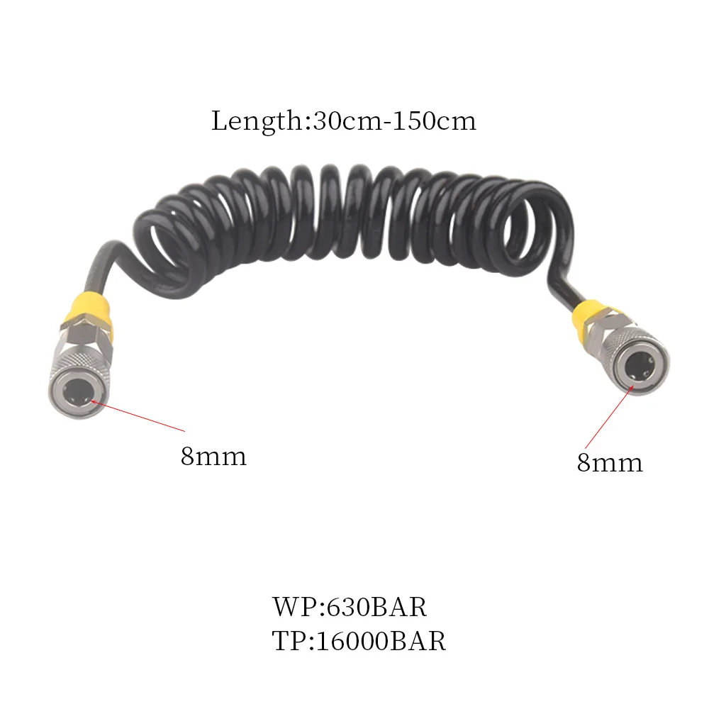 

Fill Whip Hose，150cm/60inch Nylon Spiral Tube Hpa High Pressure Pneumatics Air Filling Pump Remote Hose With M10x1 Male Thread