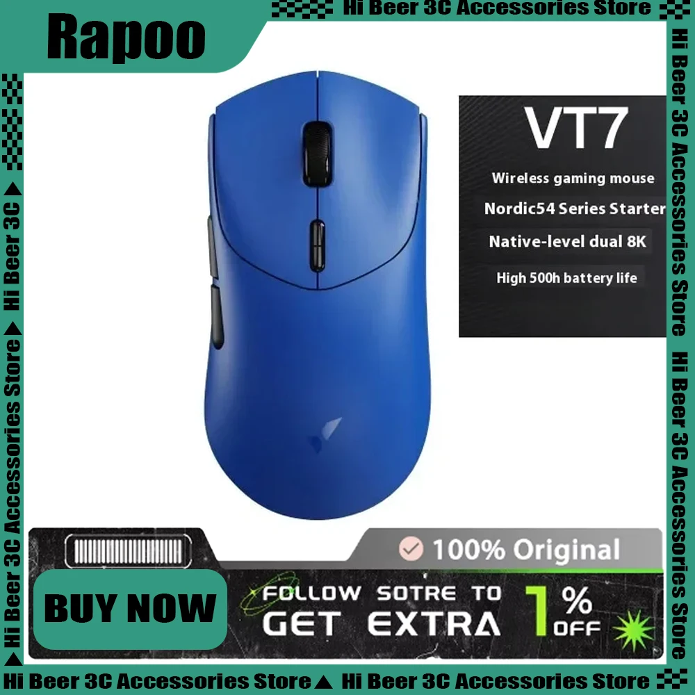 

Rapoo Vt7 Max 2.0 Dual 8k Gaming Wireless Mouse Paw3398/Paw3950 Ultmate Ergonomic 53g Lightweight 0.125ms Fps E-sports Mouse
