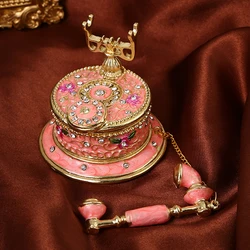 1pc Telephone Shape Jewelry Trinket Box Hinged Figurine Case Enamel Rhinestone Storage Ring Organizer Creative Gift Cute Jar