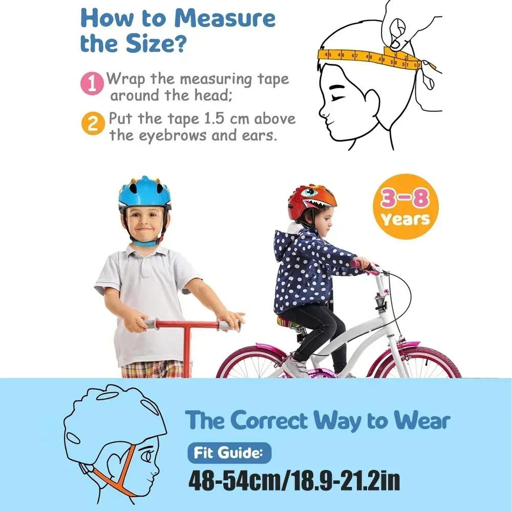 Safety Kids Bike Helmet, Adjustable Size Toddler Protective Helmet,Durable Multi-Sport Bicycle Helmet for Boys & Girls Aged 3-12