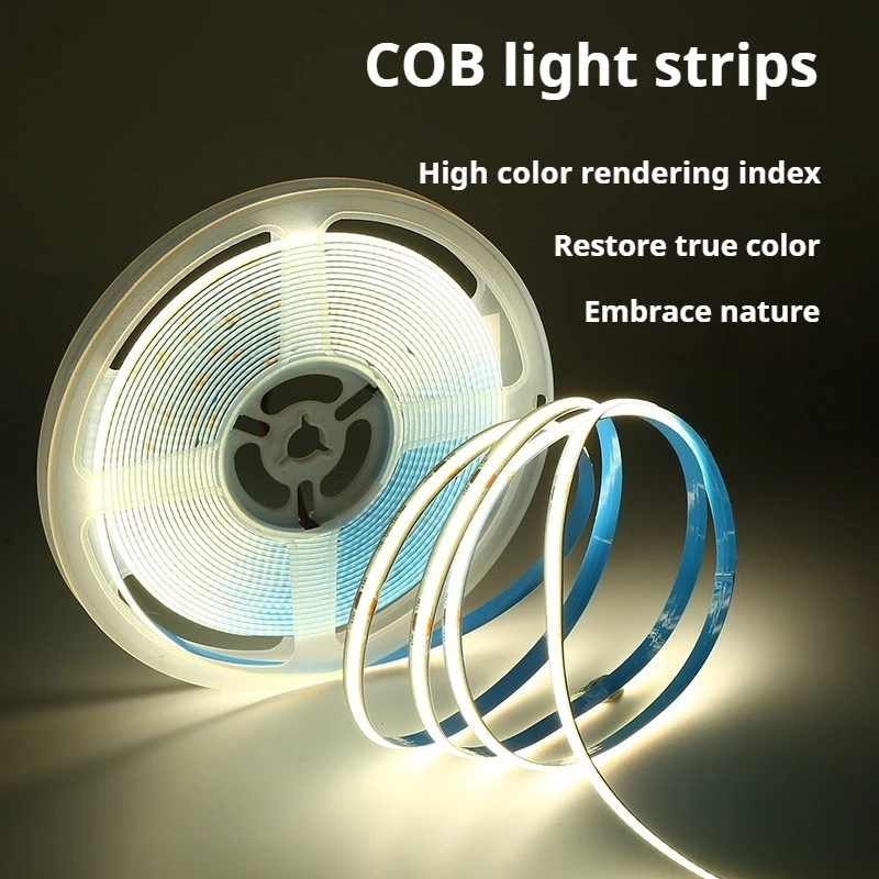 

COB LED Strip 12V 24V High Density RA90 320 LEDs Warm Nature Cool White Ice Blue Flexible Ribbon Light For Room Decoration