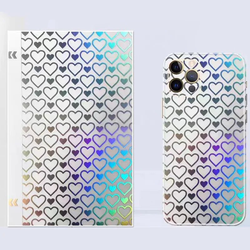 10-50pcs 3D Transparent Glitter Back Film For Cutting Machine Color Focus Decorative Back Cover Sticker PVC Screen Protector