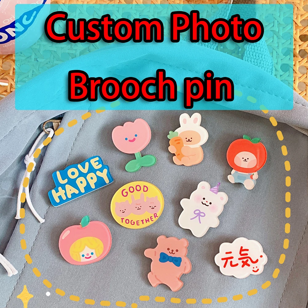 Custom Acrylic Brooches Popular Fashion Clothing Bags Accessories Kids DIY Personalized Design Gifts Pins