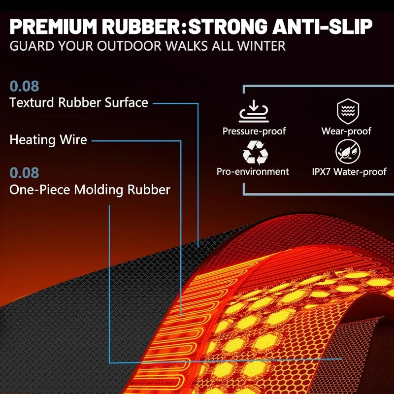 Mata grzewcza do odszraniania śniegu na zewnątrz, 50 cm x 150 cm, do chodników/schodów, antypoślizgowe gumowe maty do usuwania śniegu