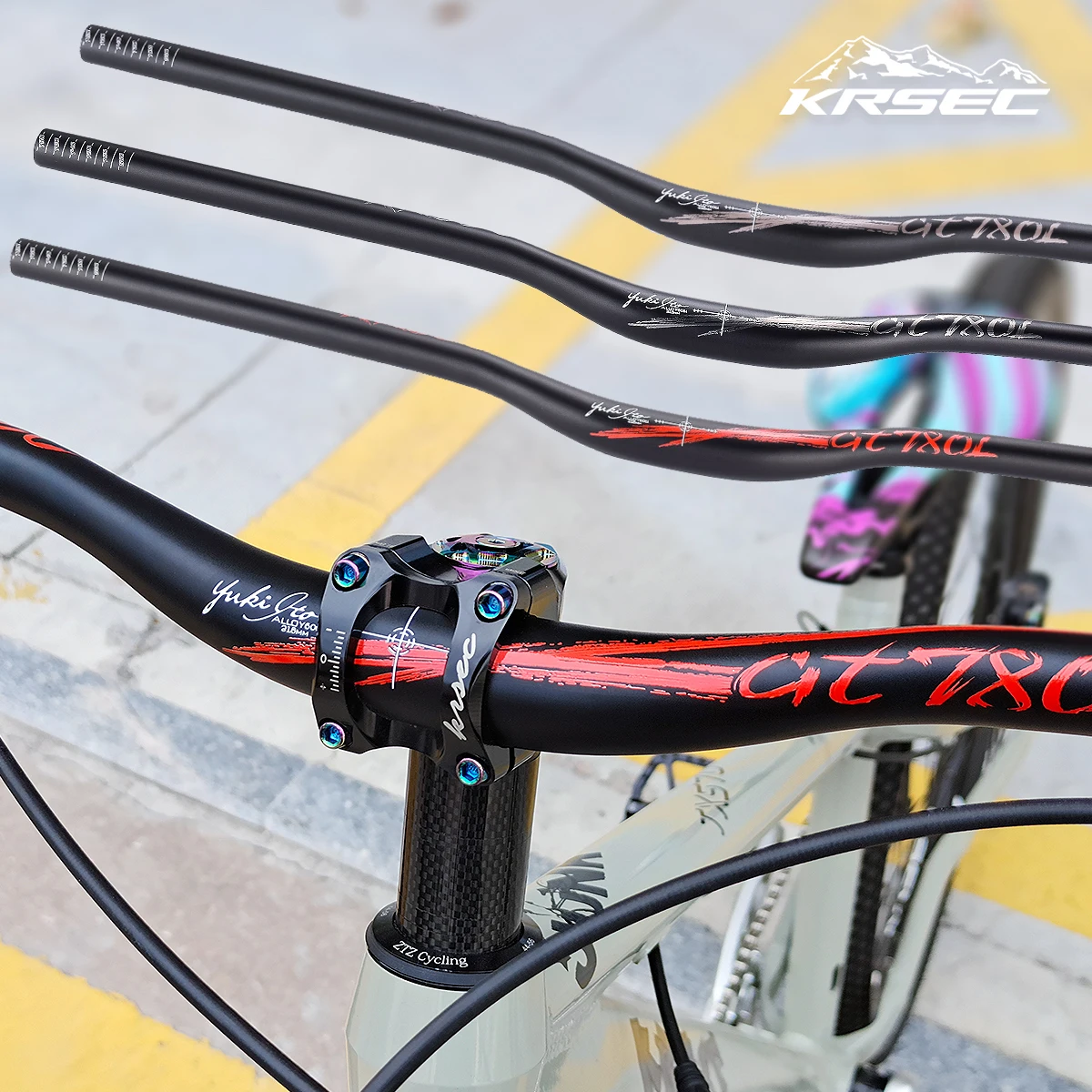 

KRSEC 31.8mm Mountain Bike Handlebar Aluminum Alloy Bicycle Riser Handlebar 15mm Rise 780mm Length Handlebar with Matte Surface