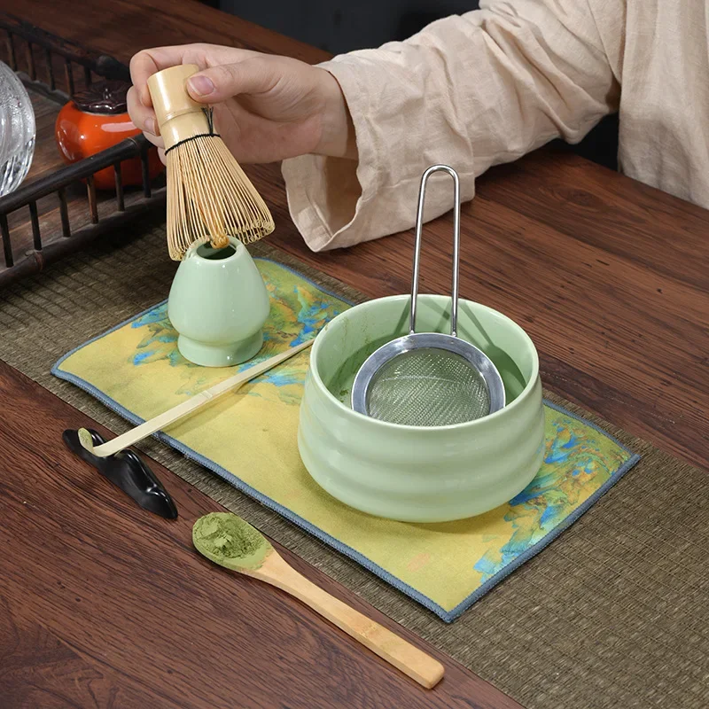 6pcs Japanese Matcha Blender Set With Bamboo Whisk Matcha Brush Teaspoon Kiln For Beverage Shop DIY Tea-Making Tools