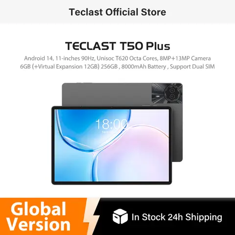 Teclast T50Plus 11" 2K 90Hz High Refresh Android 14 Tablet 6GB +256GB UNISOC T620 8000mAh Battery 8MP+13MP Camera 4G Tablets