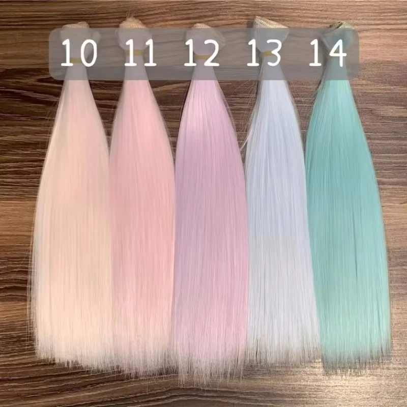 

15cm/25cm Thick High-temperature Silk Hairpiece Long Straight BJD Doll Wig Colorful Bundles Toys Green Purple Doll Accessories