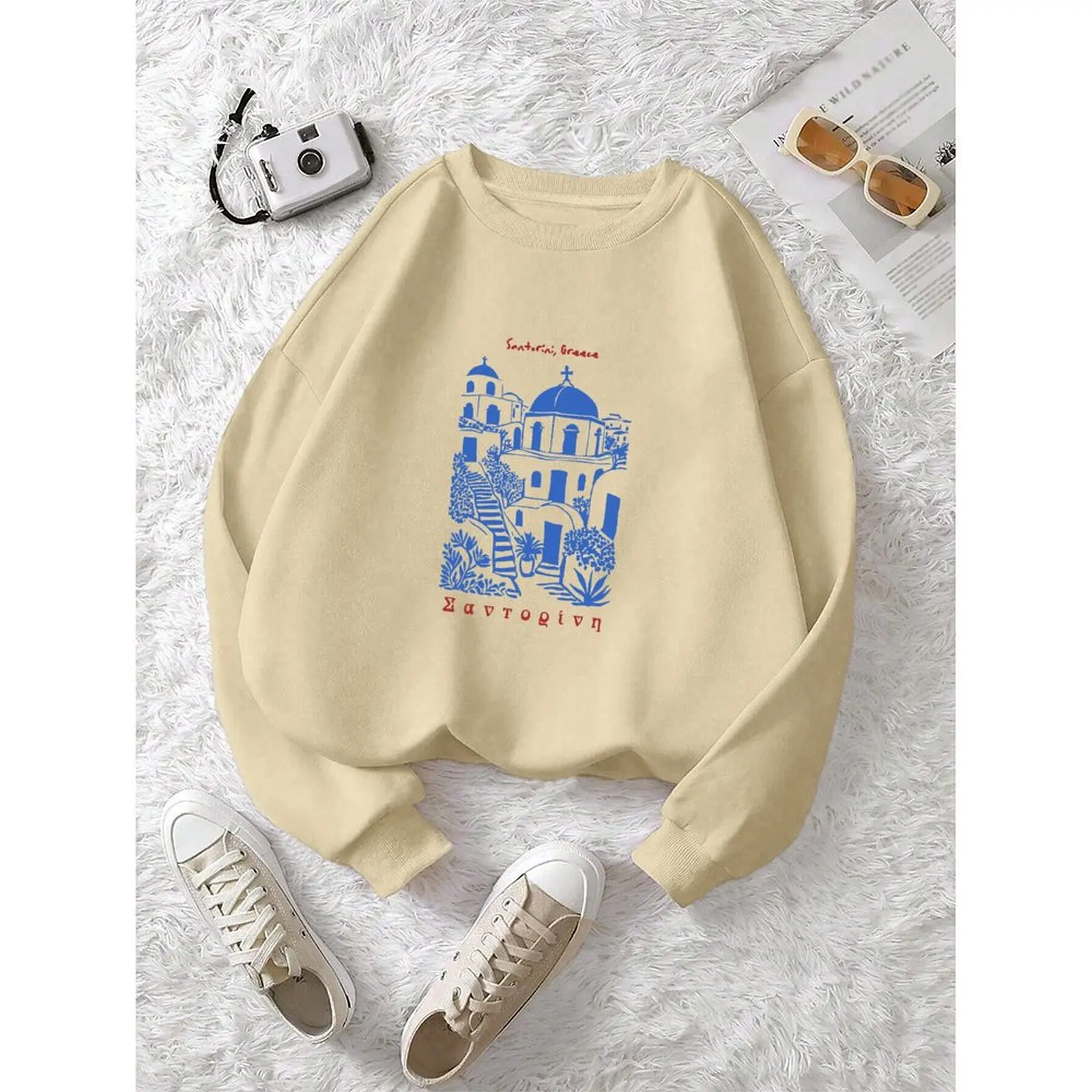 2025 Fashion O-Neck Long Sleeve Pullovers Woman Y2k Elegant Sweatshirt Velvet Winter Comfortable Loose Casual Printed Tops